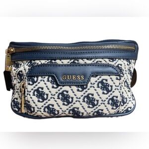 Guess navy and cream floral jacquard belt bag  With Excellent Condition